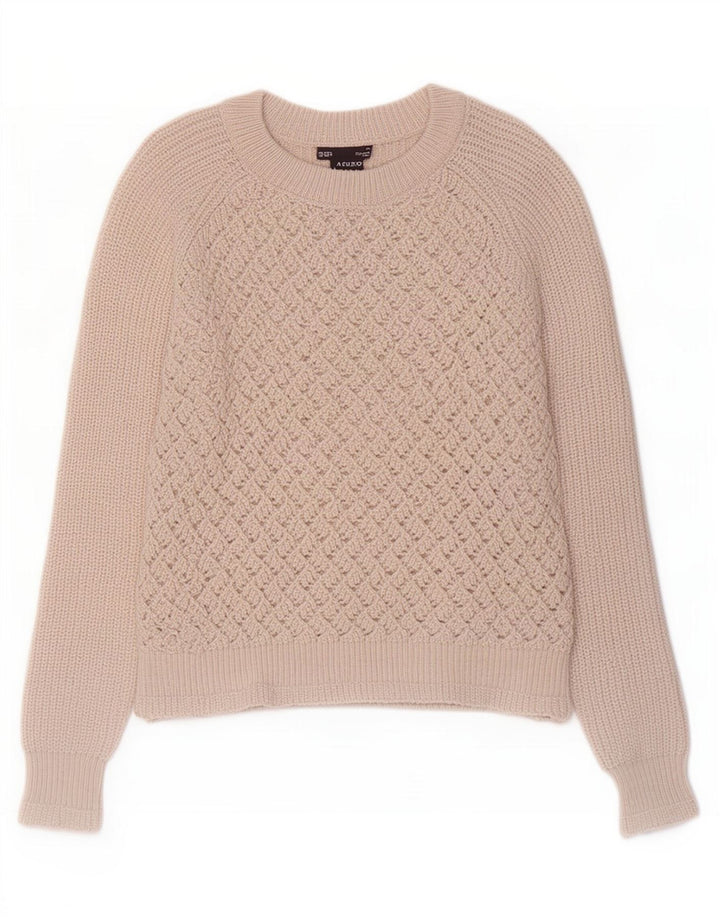 Suéter feminino Marks & Spencer com gola canoa UK 14 médio off white