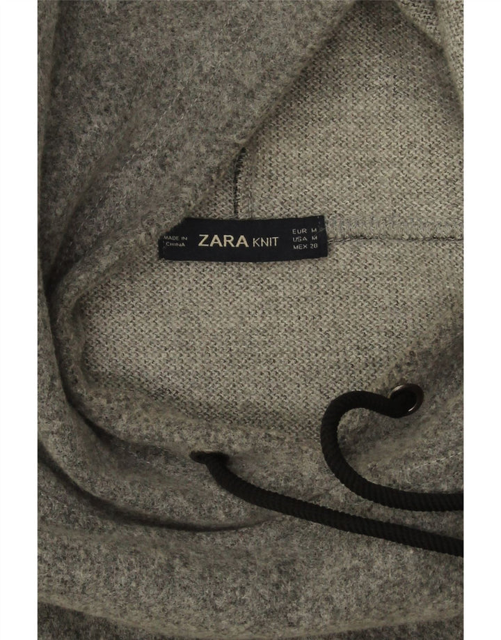 Zara Womens Oversized Hoodie Jumper UK 14 Médio Cinza Acrílico