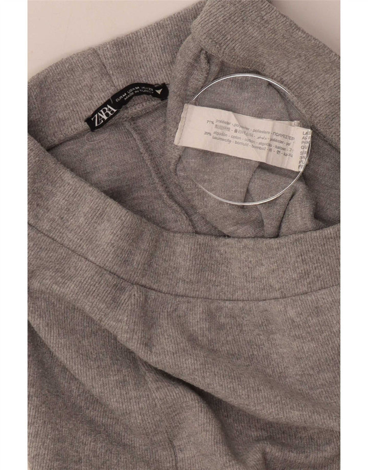 Calça de treino feminina Zara com perna larga UK 12 poliéster cinza médio