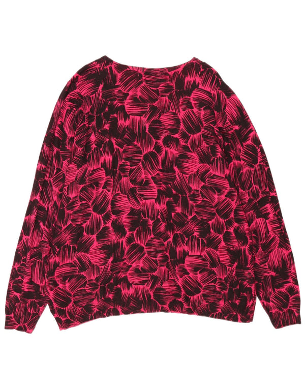 Suéter cardigã feminino Marks & Spencer Reino Unido 22 3XL viscose floral rosa