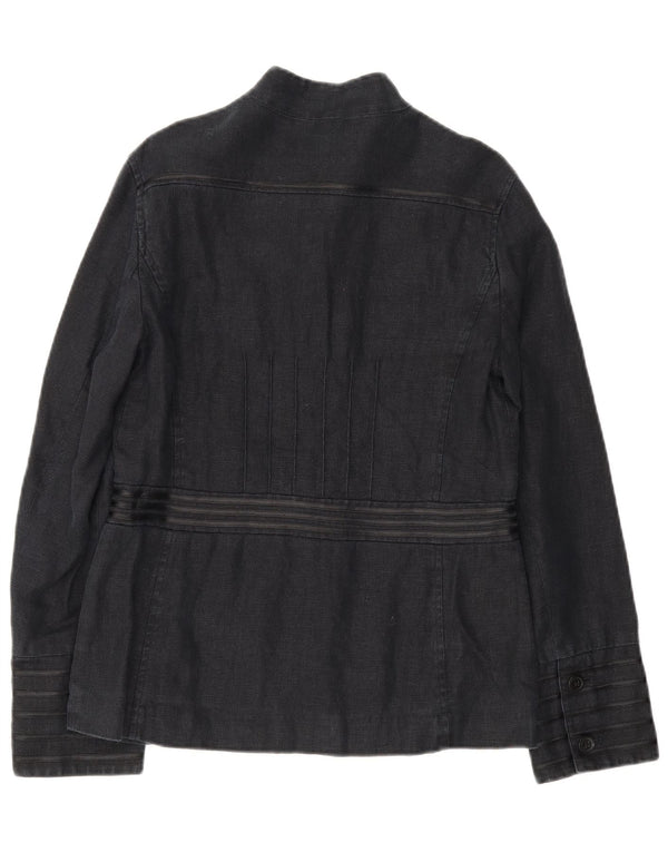 Laura Ashley Jaqueta blazer feminina militar de 6 botões Reino Unido 12 médio azul marinho