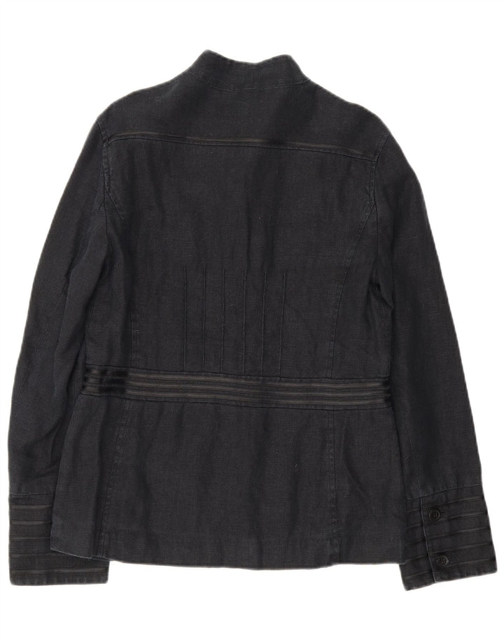 Laura Ashley Jaqueta blazer feminina militar de 6 botões Reino Unido 12 médio azul marinho