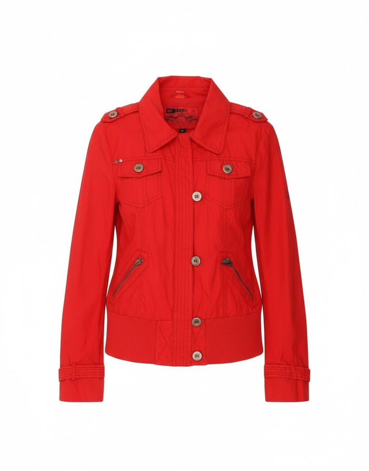Jaqueta militar feminina Esprit UK 14 grande algodão vermelho