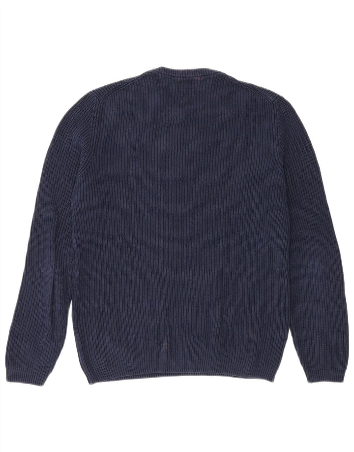 Suéter masculino ZARA com gola redonda, algodão azul marinho médio