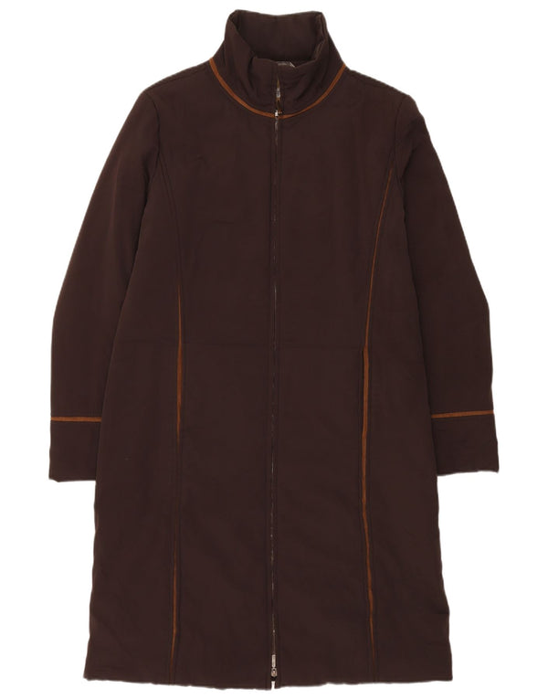 Casaco acolchoado de ajuste regular feminino Sportmax UK 14 grande poliéster marrom