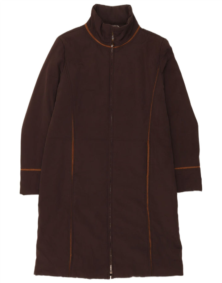 Casaco acolchoado de ajuste regular feminino Sportmax UK 14 grande poliéster marrom