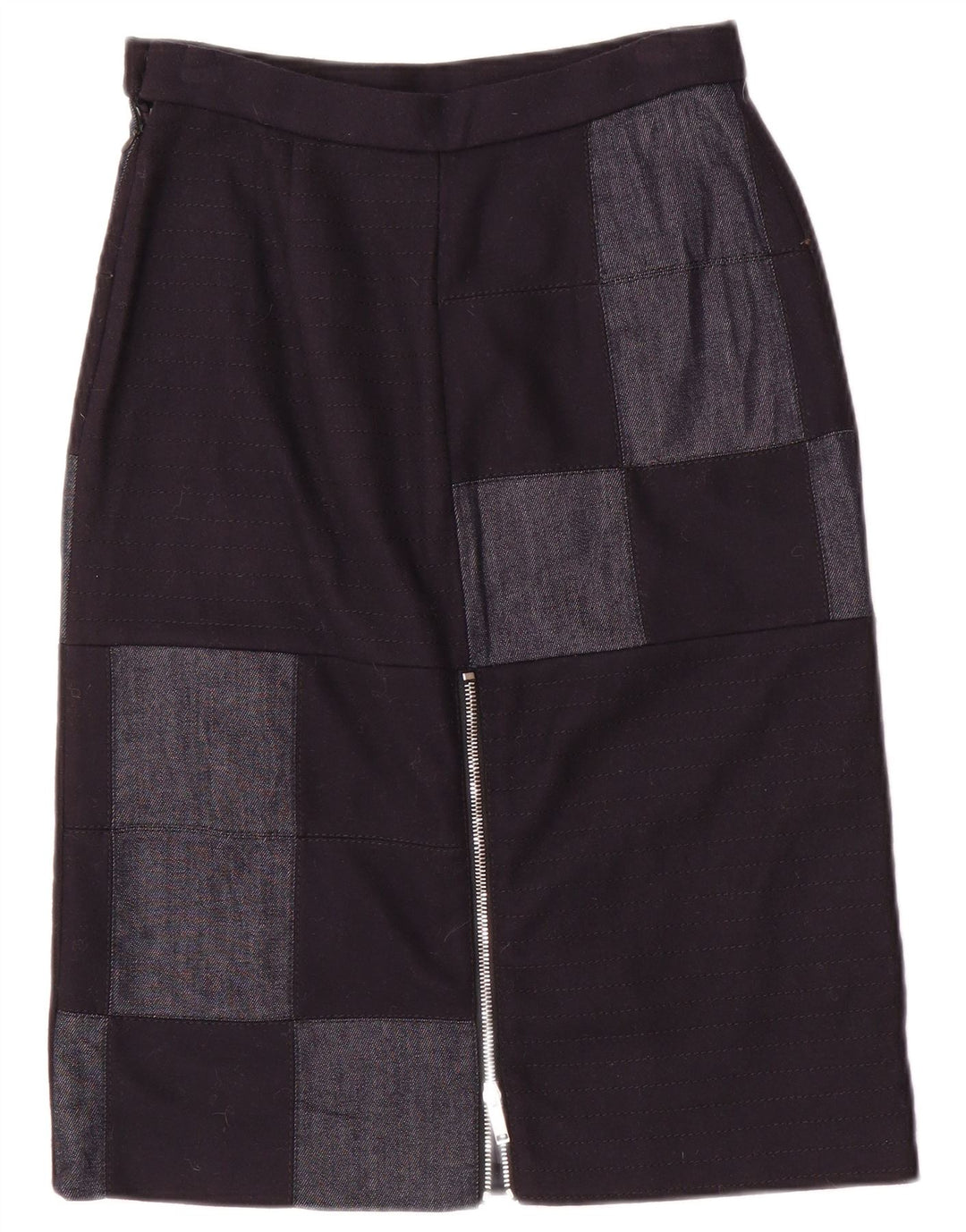 Saia midi feminina Iceberg IT 40 pequena W26 azul marinho patchwork nylon