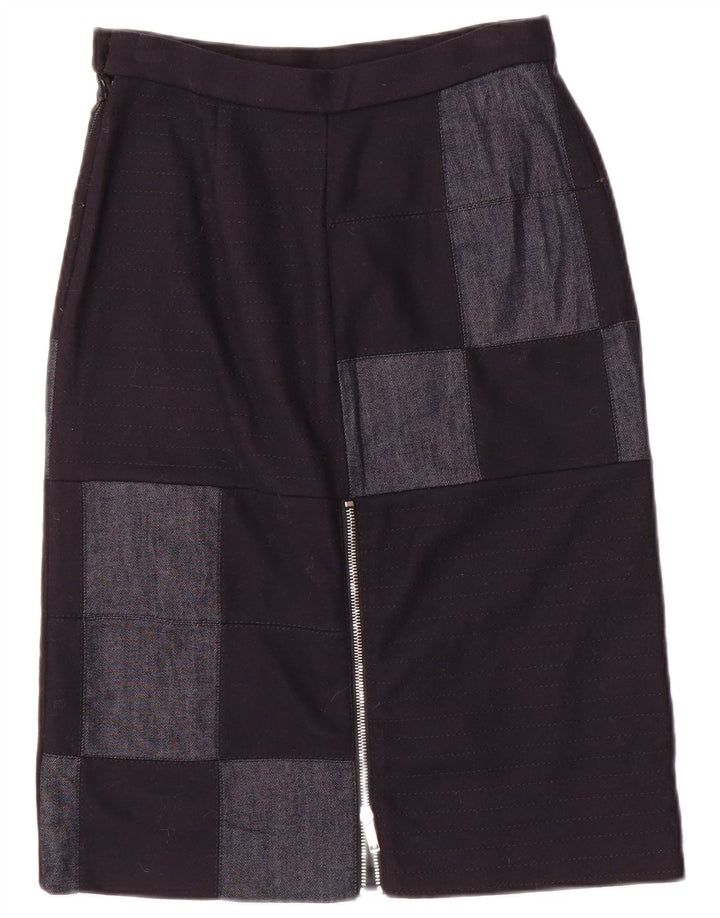 Saia midi feminina Iceberg IT 40 pequena W26 azul marinho patchwork nylon