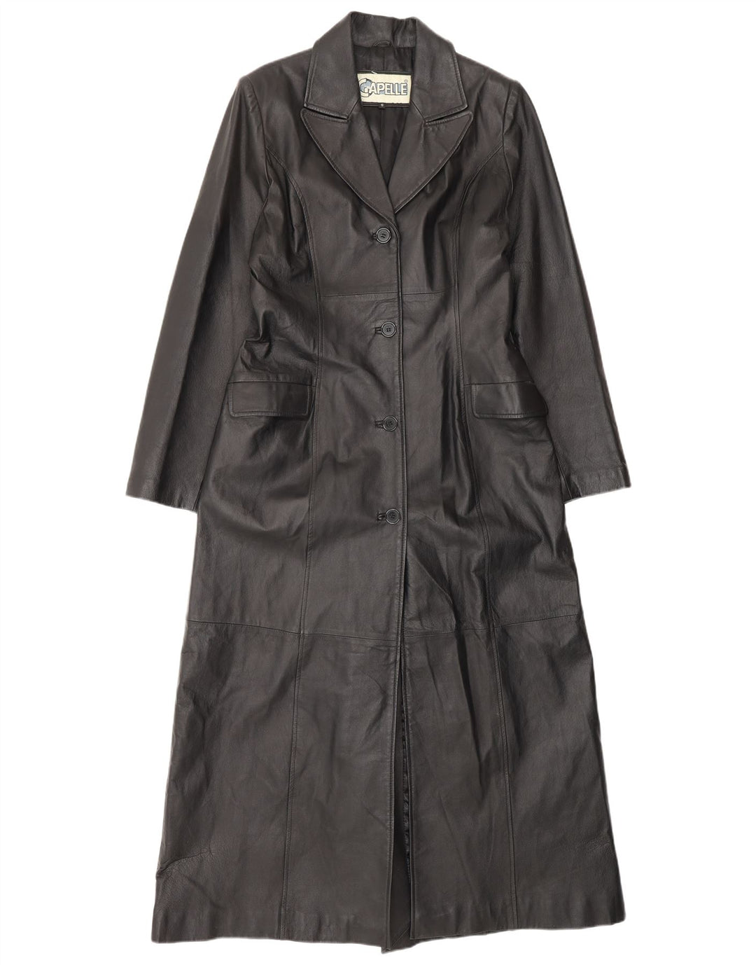 Casaco de couro feminino CAPELLE UK 12 couro preto médio