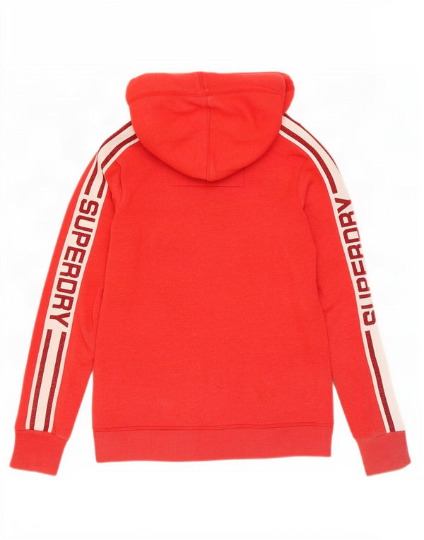 Superdry feminino gráfico moletom com capuz UK 10 pequeno algodão colorblock vermelho