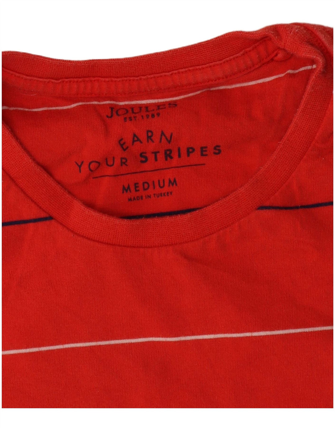 Camiseta masculina Joules Top médio de algodão listrado vermelho