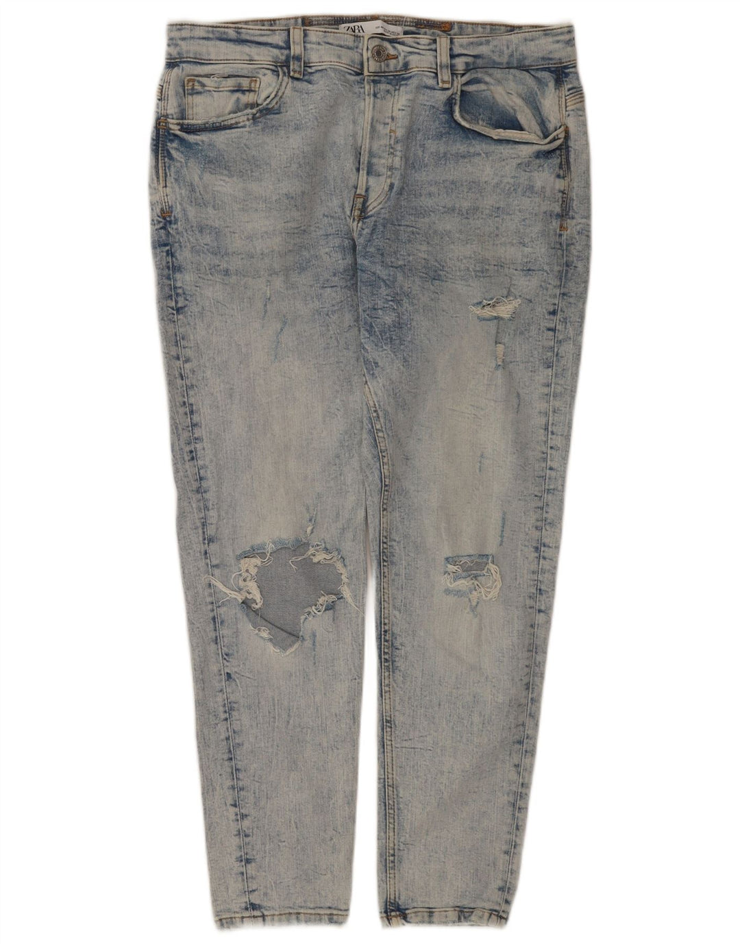 Zara Mens Jeans Slim Distressed EU 44 Grande W34 L28 Azul