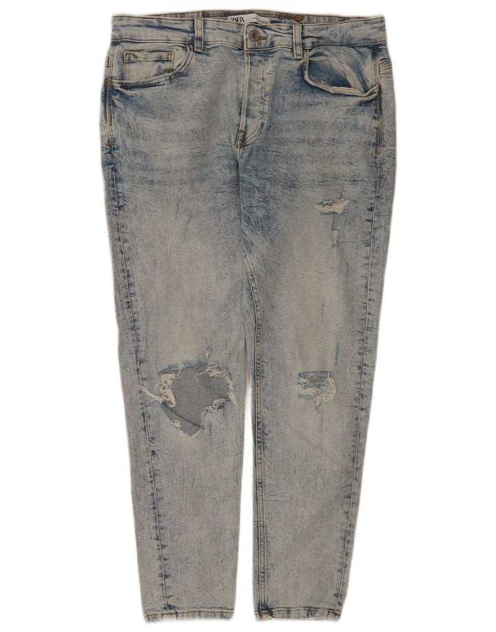 Zara Mens Jeans Slim Distressed EU 44 Grande W34 L28 Azul