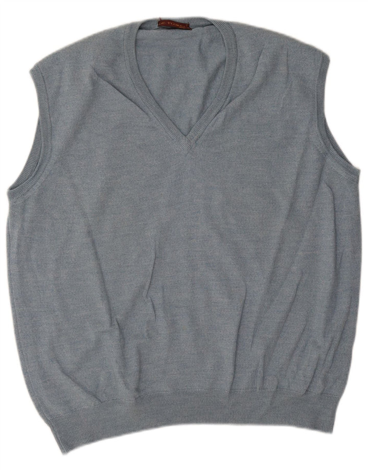 Colete masculino vintage regata grande azul nova lã
