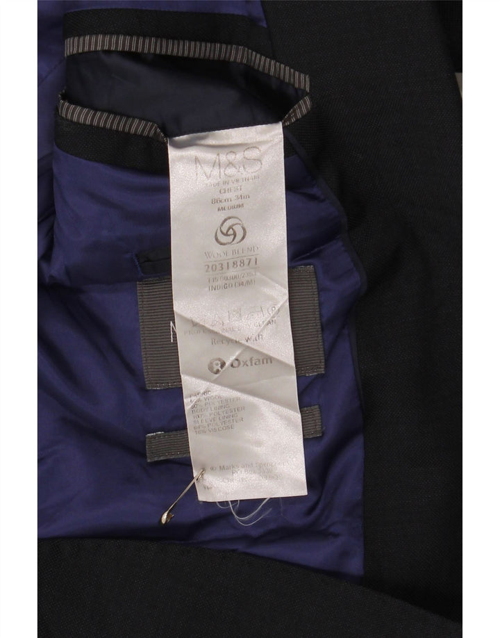 Jaqueta blazer masculina de 2 botões Marks & Spencer Reino Unido 34 XS azul marinho lã
