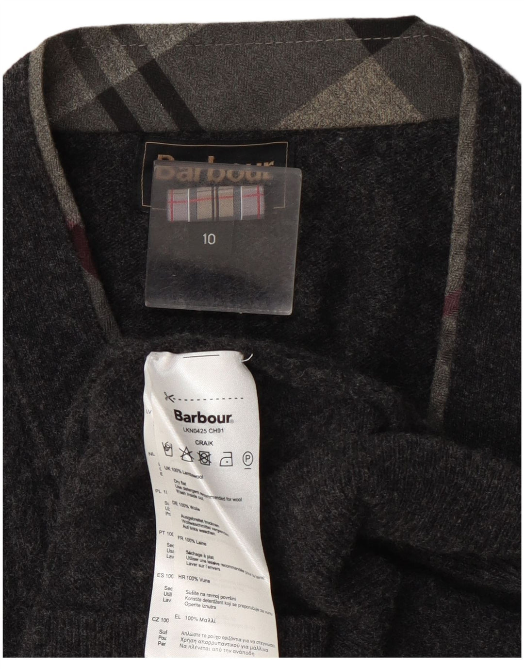 Suéter cardigã feminino Barbour Reino Unido 10 lã cinza pequena