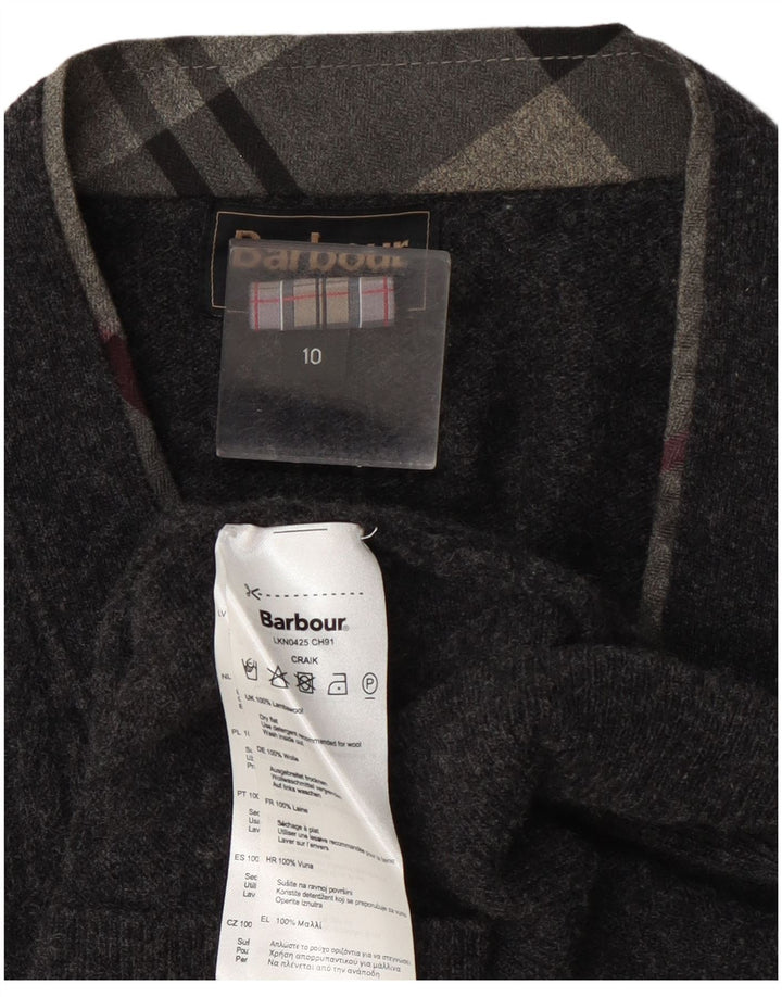 Suéter cardigã feminino Barbour Reino Unido 10 lã cinza pequena