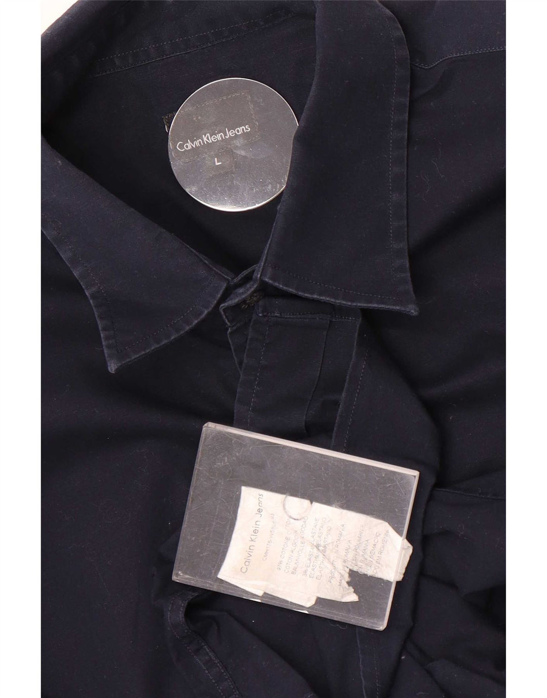 Camisa masculina Calvin Klein Jeans grande algodão azul marinho