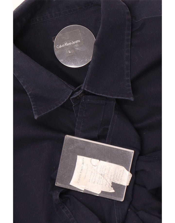 Camisa masculina Calvin Klein Jeans grande algodão azul marinho