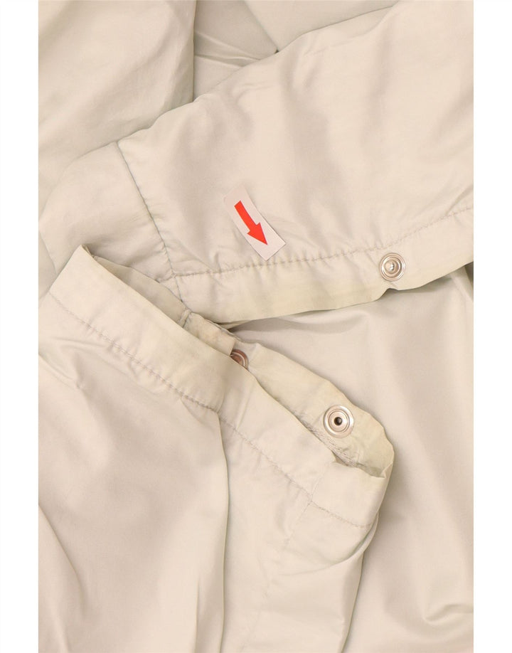 Calças corta-vento femininas vintage UK 12 poliéster branco médio