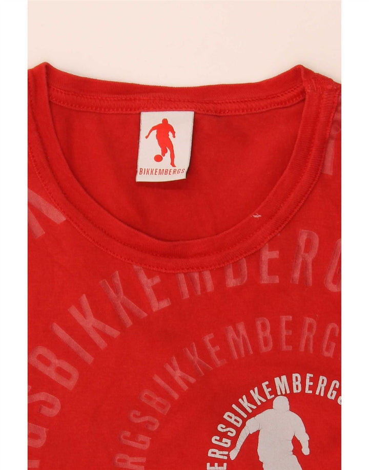 Camiseta gráfica masculina Bikkembergs top pequeno algodão vermelho