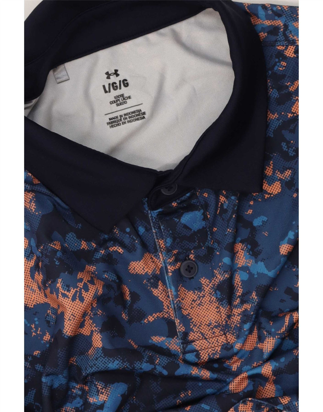Camisa polo masculina Under Armour grande azul marinho tie-dye