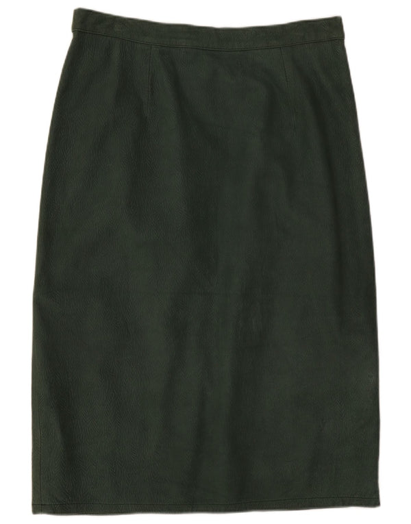 Saia feminina de couro Pierre Cardin IT 44 médio W26 verde floral