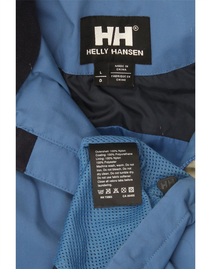 Jaqueta corta-vento masculina Helly Hansen com capuz UK 40 grande bloco colorido azul