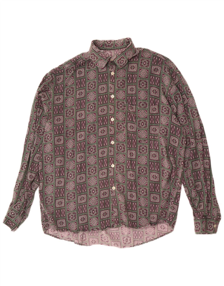 Camisa masculina Benetton grande geométrica multicolorida