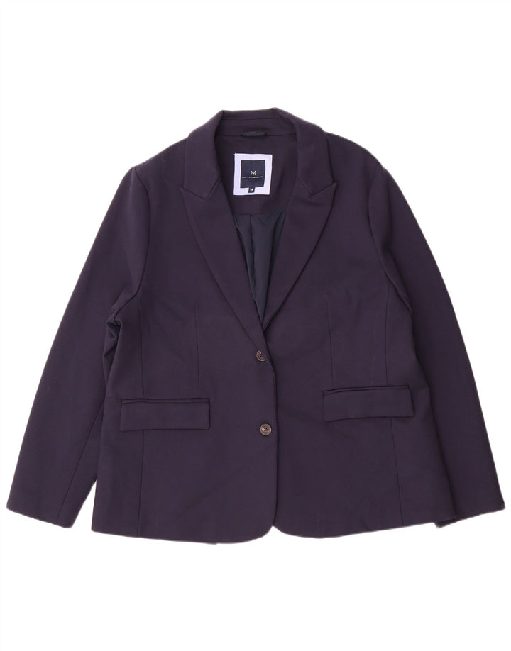 Jaqueta blazer feminina com 2 botões da Crew Clothing UK 16 grande azul marinho viscose