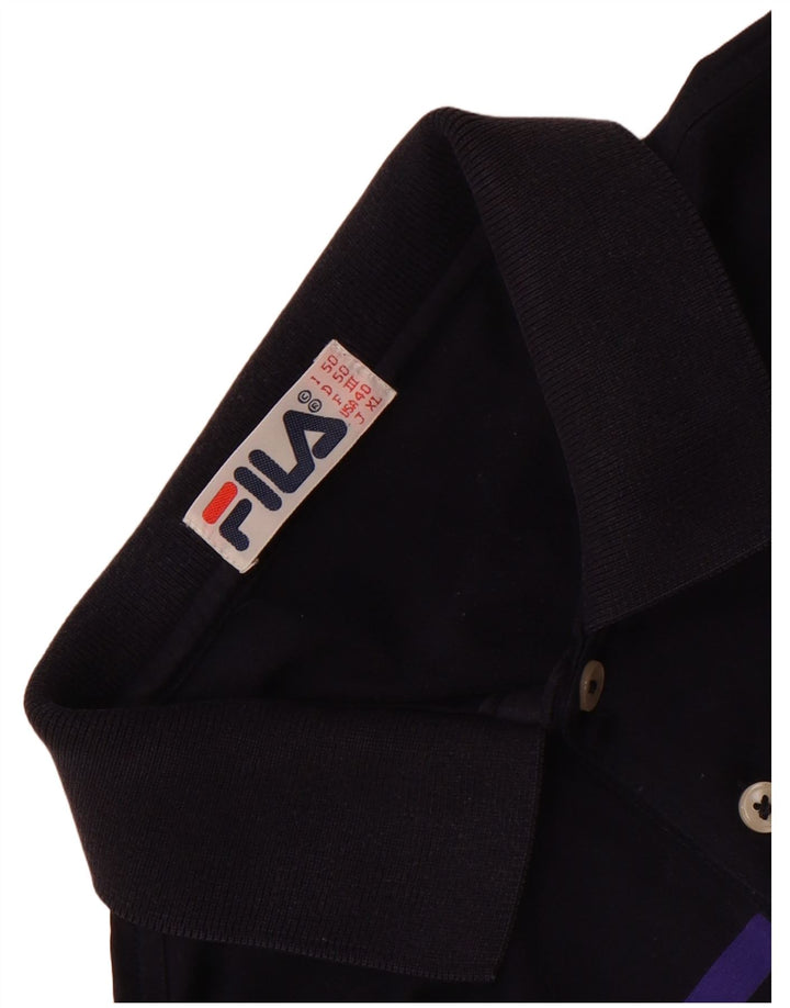 Camisa polo masculina Fila IT 50 médio azul marinho colorblock