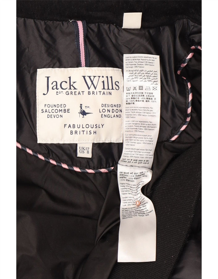 Jaqueta acolchoada feminina JACK WILLS UK 12 poliéster preto médio