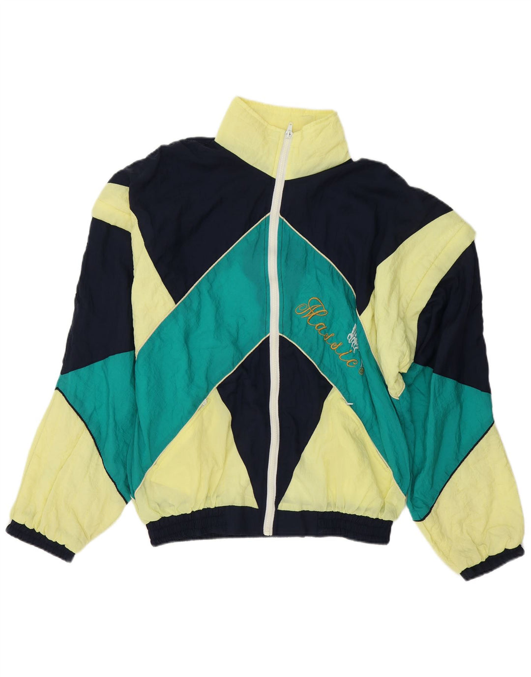 Jaqueta masculina VINTAGE com agasalho gráfico grande bloco colorido multicolorido