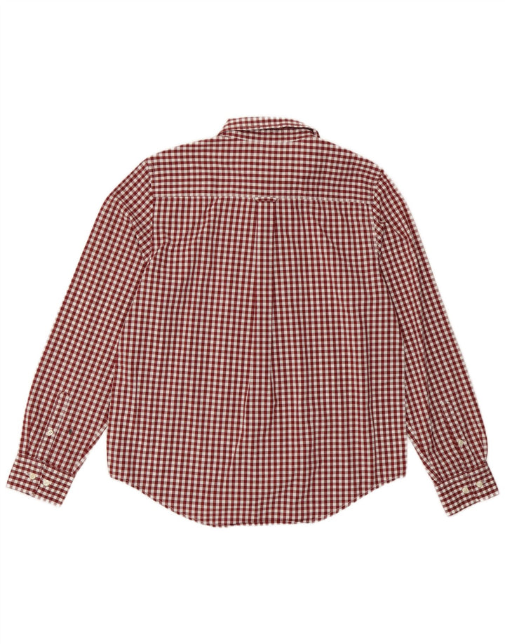Camisa feminina Gant Reino Unido 10 pequena Borgonha algodão guingão