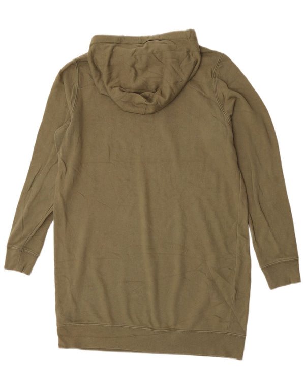 Calvin Klein Jeans feminino longline gráfico moletom com capuz Reino Unido 12 médio cáqui