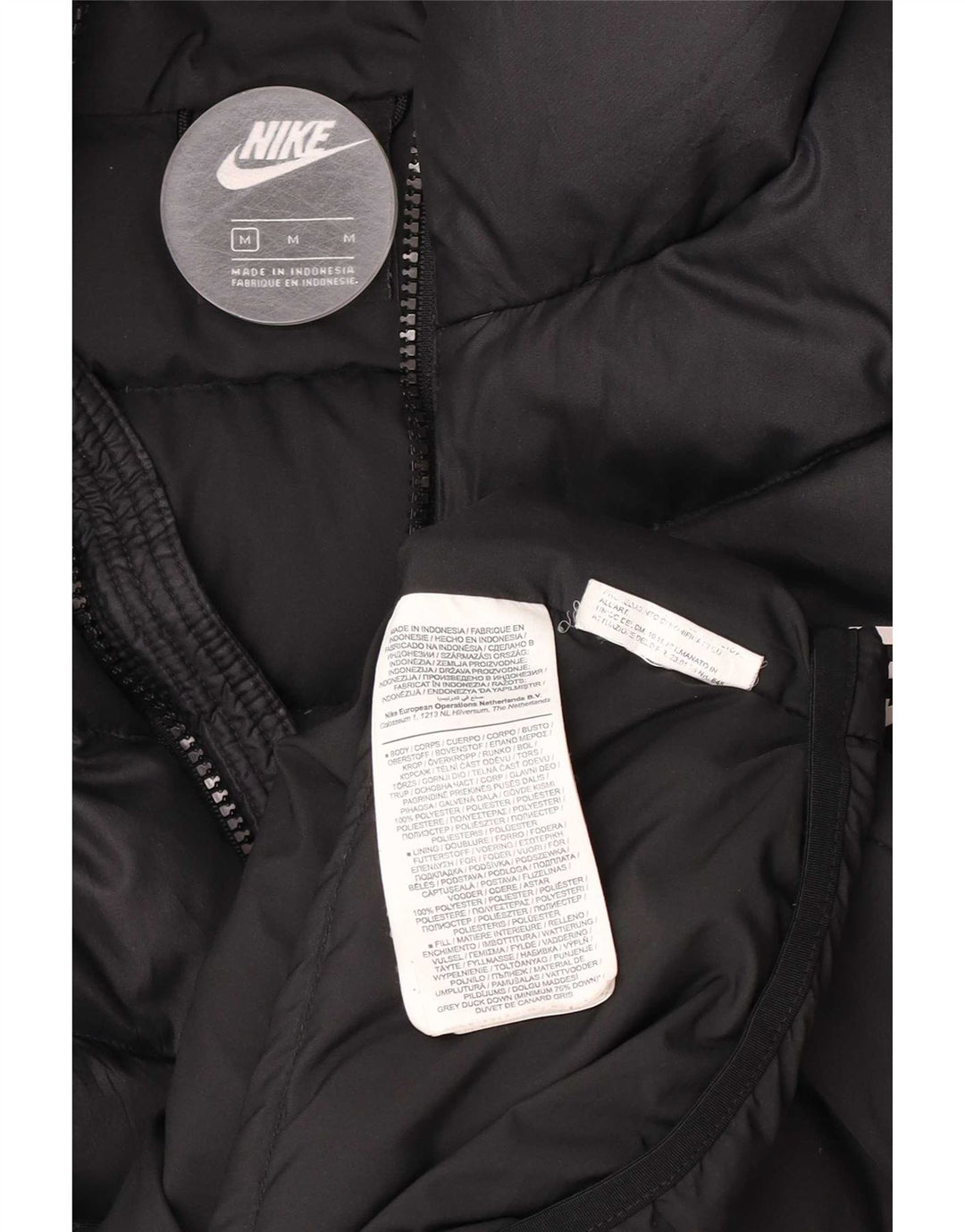 Jaqueta acolchoada com capuz masculina Nike UK 38 poliéster preto médio