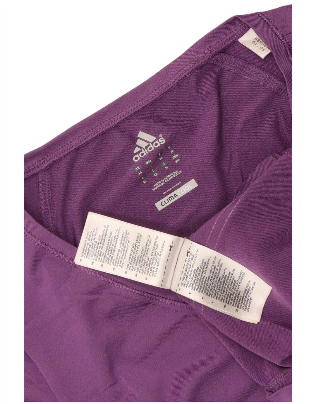 Adidas Womens Climacool T-Shirt Top UK 10 Pequeno Roxo Poliéster