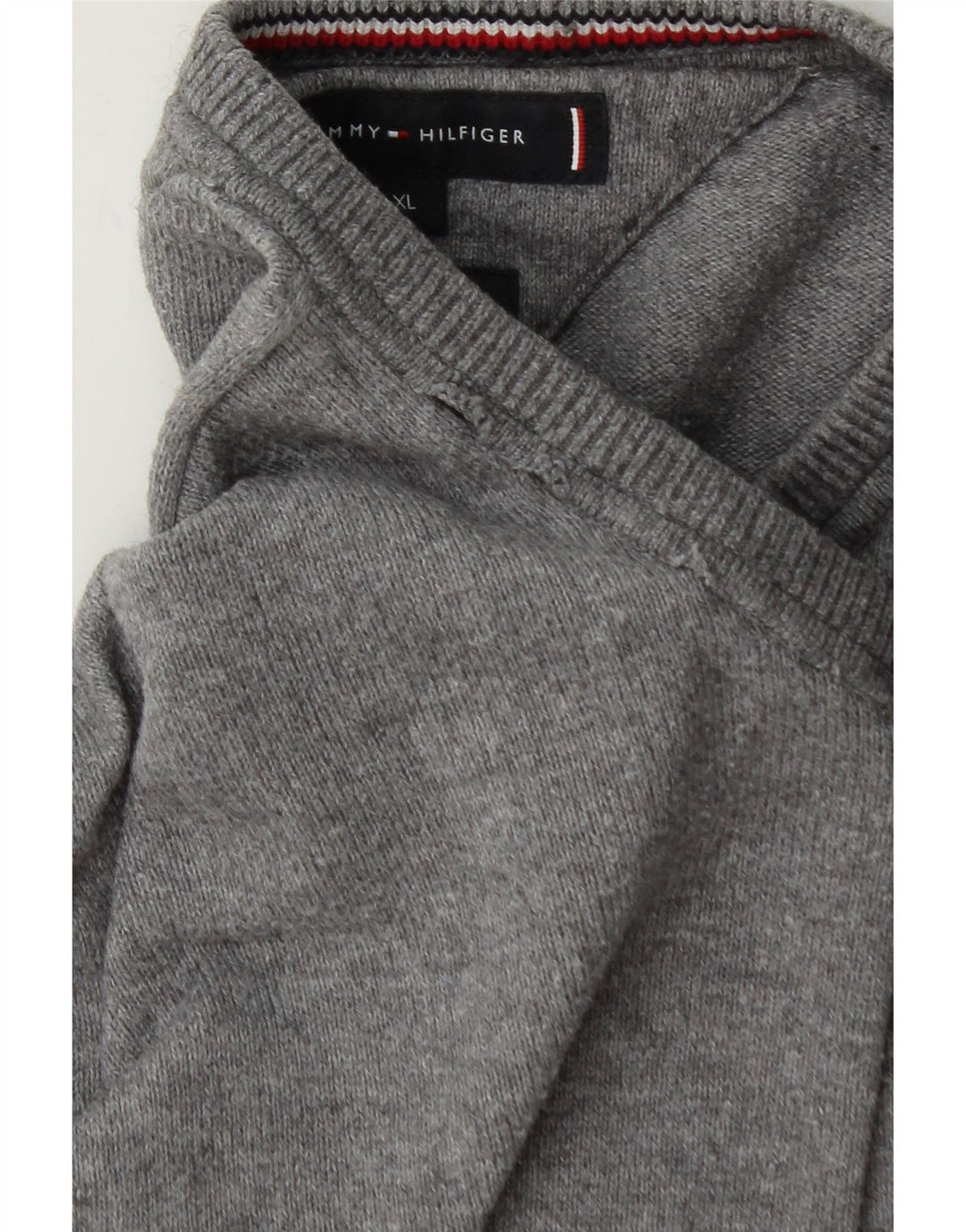 TOMMY HILFIGER Mens Crew Neck Jumper Sweater XL Grey Cotton Vintage Tommy Hilfiger and Second-Hand Tommy Hilfiger from Messina Hembry 