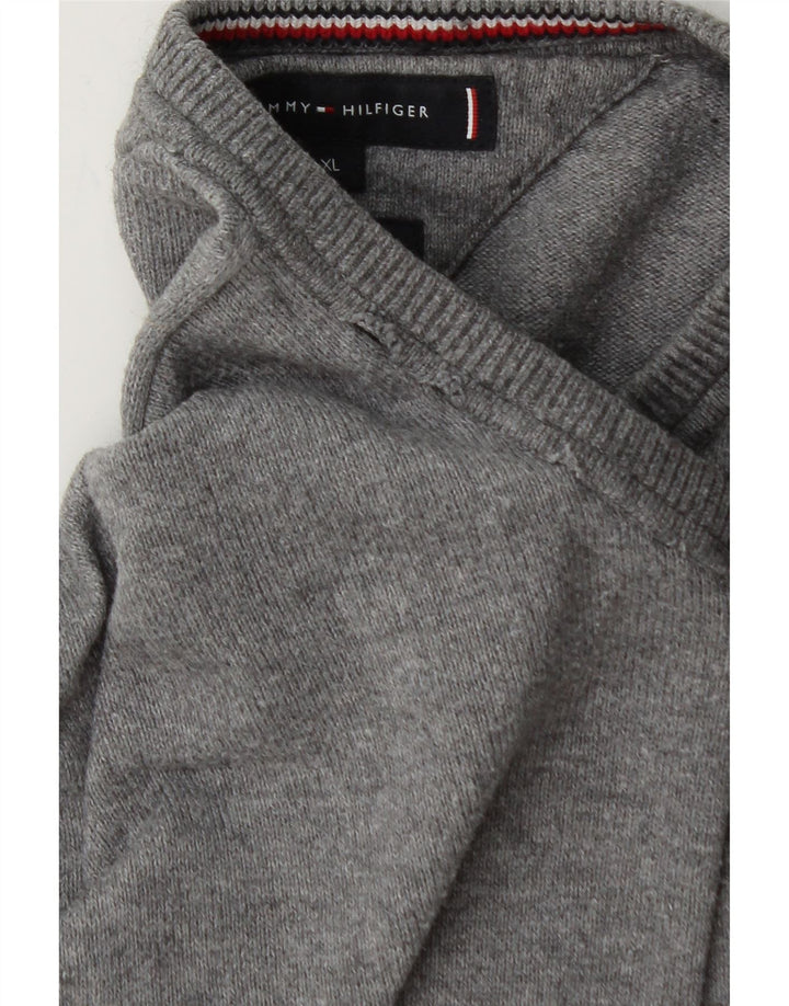 TOMMY HILFIGER Mens Crew Neck Jumper Sweater XL Grey Cotton Vintage Tommy Hilfiger and Second-Hand Tommy Hilfiger from Messina Hembry 