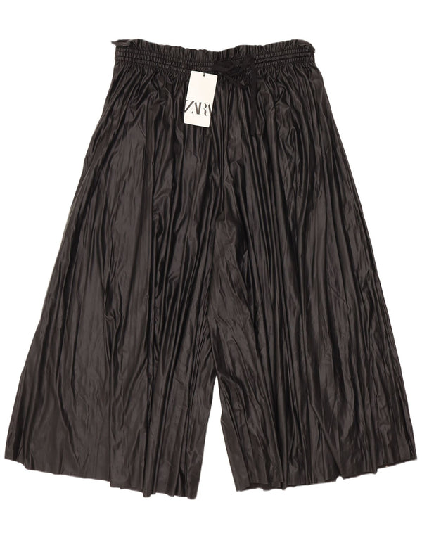Culottes capri femininas de couro sintético Zara XL W36 L22 preta