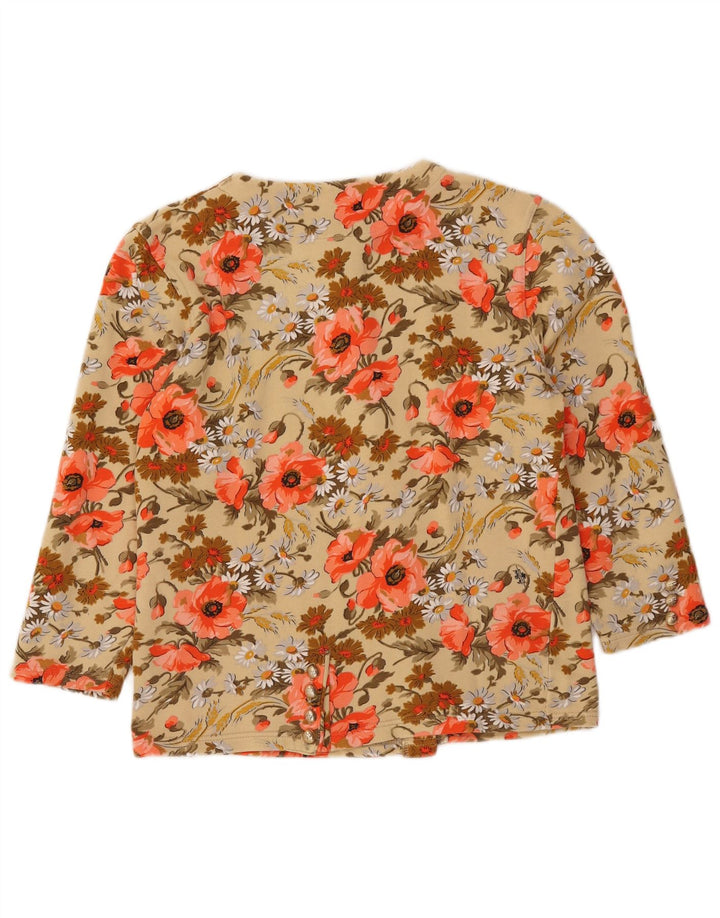 Jaqueta utilitária feminina vintage IT 42 algodão floral multicolorido médio