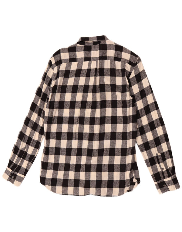 Camisa masculina de flanela French Connection algodão xadrez preto médio