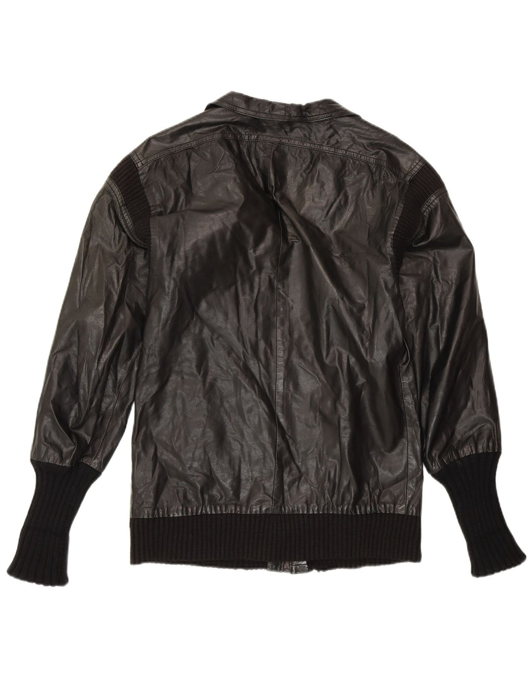 Jaqueta de couro feminina VINTAGE UK 14 couro preto médio