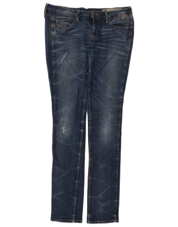 Tommy Hilfiger Calça jeans feminina Suzzy cintura baixa desgastada W28 L34 azul