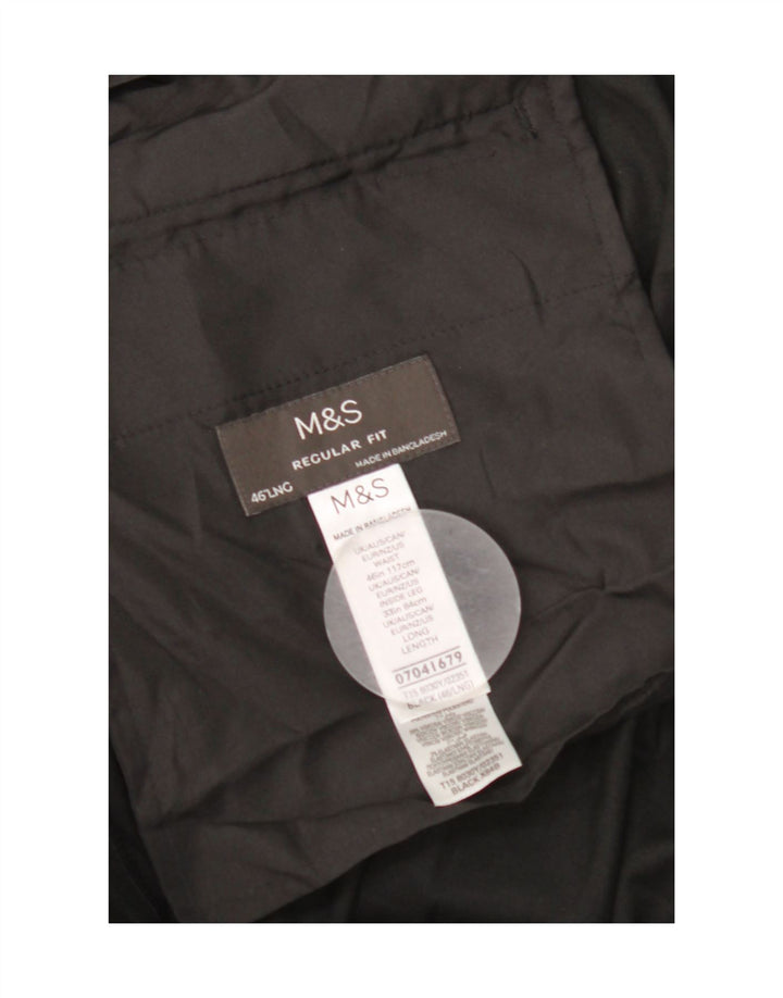 Calça masculina de ajuste regular Marks & Spencer W46 L33 poliéster preto