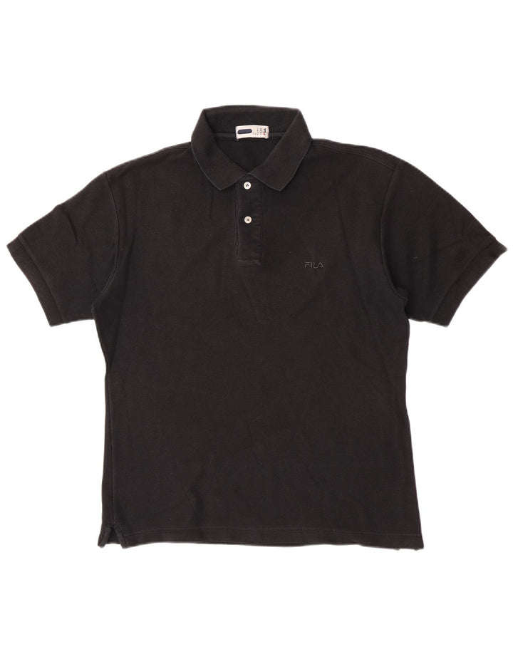 Camisa polo masculina Fila IT 46 pequena algodão preto