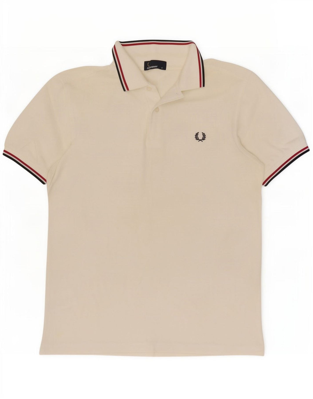 Camisa polo masculina Fred Perry de algodão branco médio