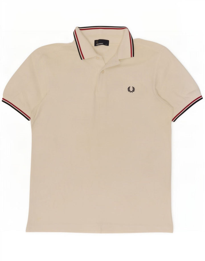 Camisa polo masculina Fred Perry de algodão branco médio