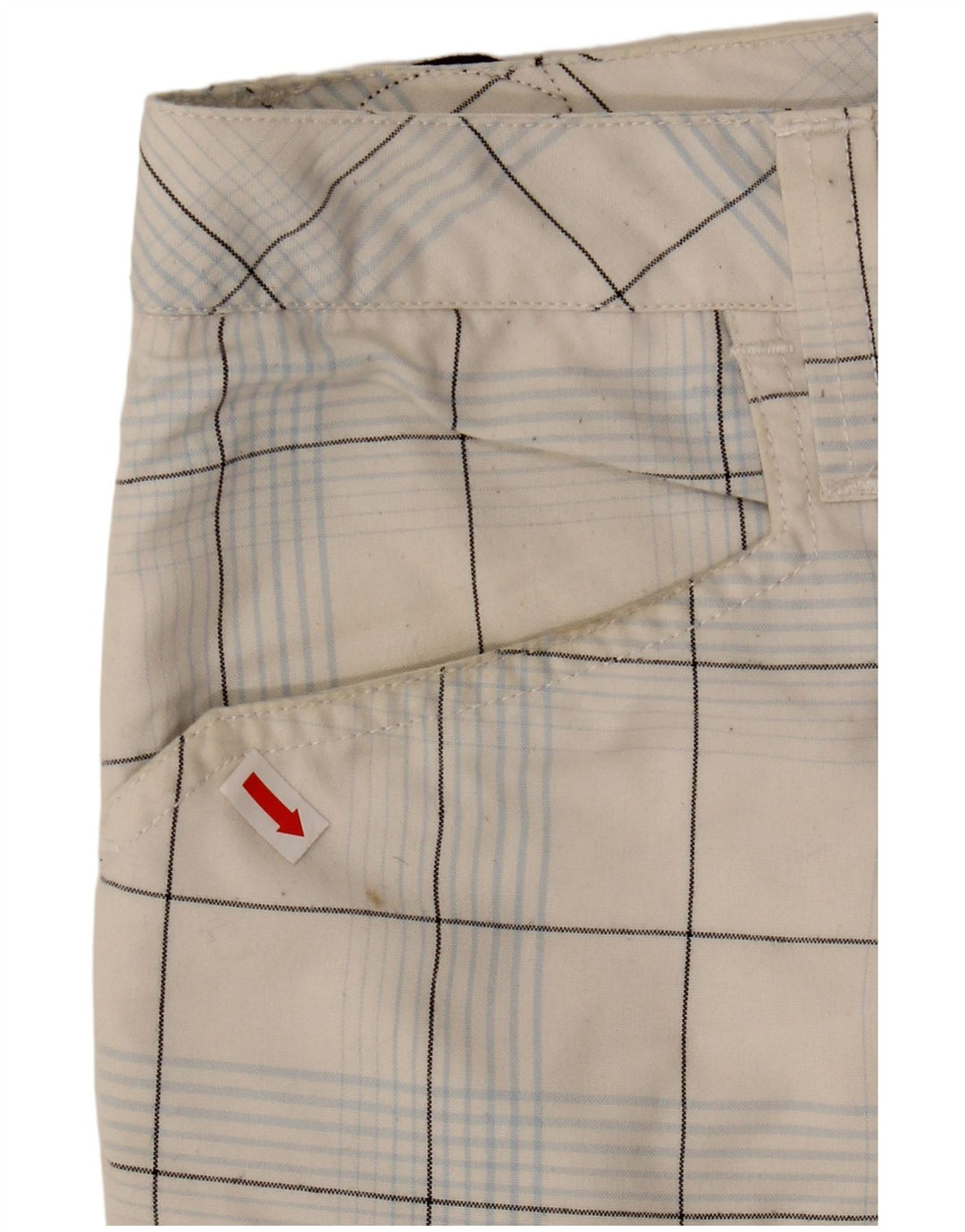 Shorts casuais gráficos masculinos QUIKSILVER W30 poliéster xadrez médio branco