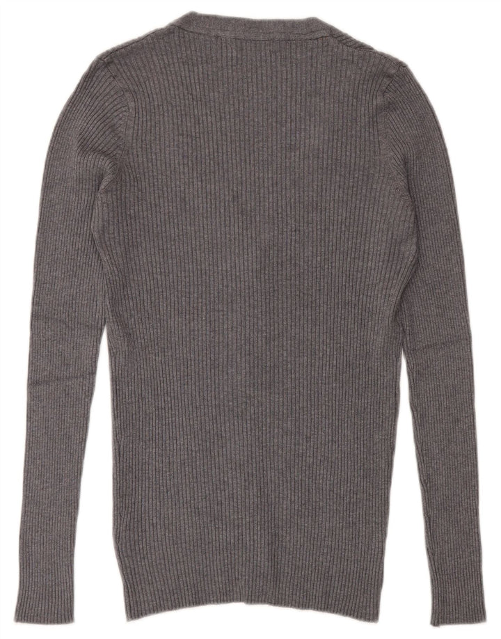Suéter cardigã masculino Zara viscose cinza médio